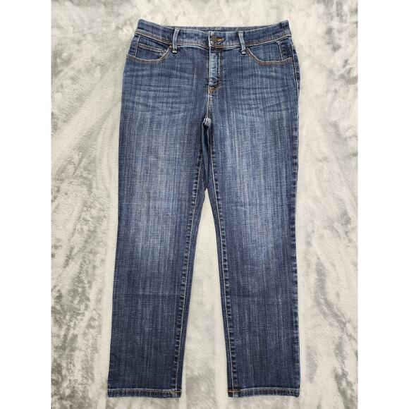 Chico's Jeans Womens 00 XS/2 Blue So Slimming Girlfriend Slim Leg Crop Stretch - Picture 1 of 13